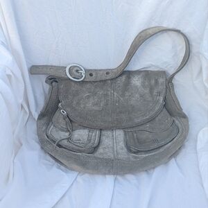 Lucky Brand Gray Suede Hobo Bag